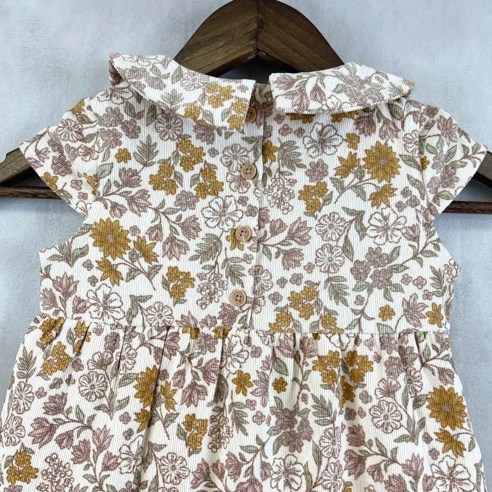 Shabby Chic Girls Dress 4T Floral‎ Corduroy Vintage Cottagecore Boho Fall